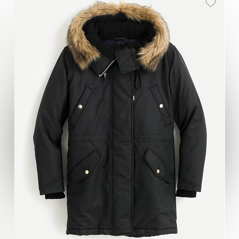 J. Crew Perfect Winter Parka PrimaLoft Black Size XXSP Petite - Picture 2 of 12
